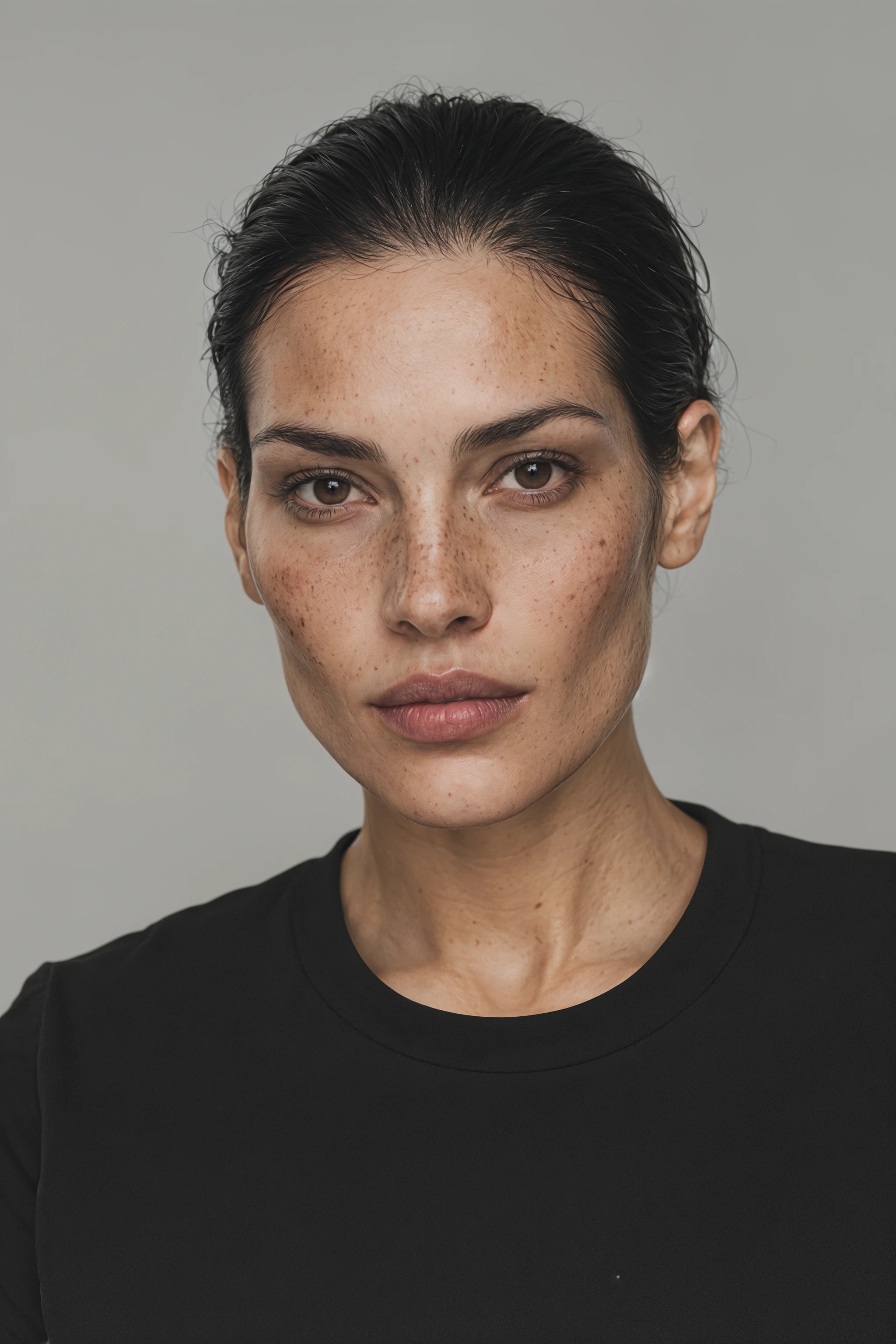 Illustrative casting portrait of an adult model, created with AI